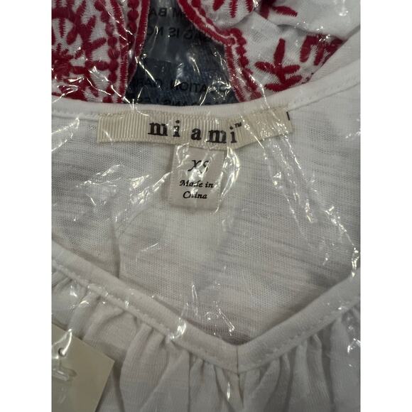 NWT Francesca's Mi ami White W/Red Embroidered Detailed Eyelet Top - Picture 9 of 10
